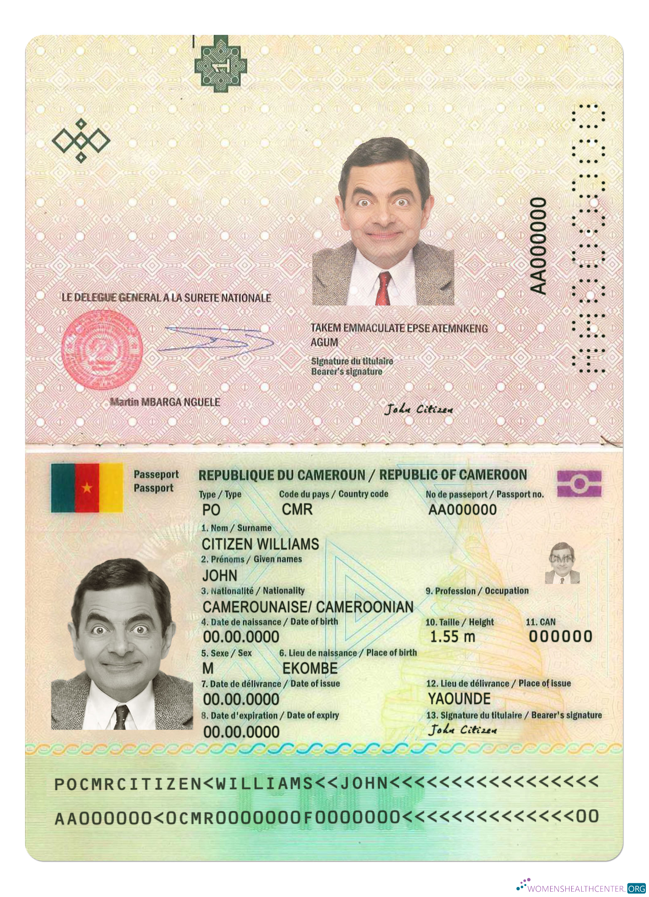 Download Cameroon passport 2021 present Photoshop template